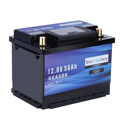 kualitas Baterai Starter LiFePO4 12V 56Ah 500CCA Bluetooth Marine RV Truck Lithium Dengan Smart BMS pabrik