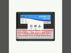 12.8V 108ah Lifepo4 Baterai Baterai Lithium Isi ulang Dengan BMS Deep Cycles Grade A Untuk Trolling Motor Boat RV